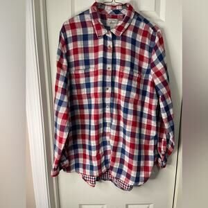 G H Bass & Co.Plaid Checkered Blue Red Lightweight Button Front Shirt size XL